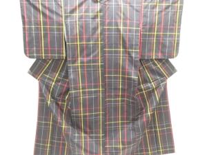 格子織り出し米沢紬着物アンサンブル